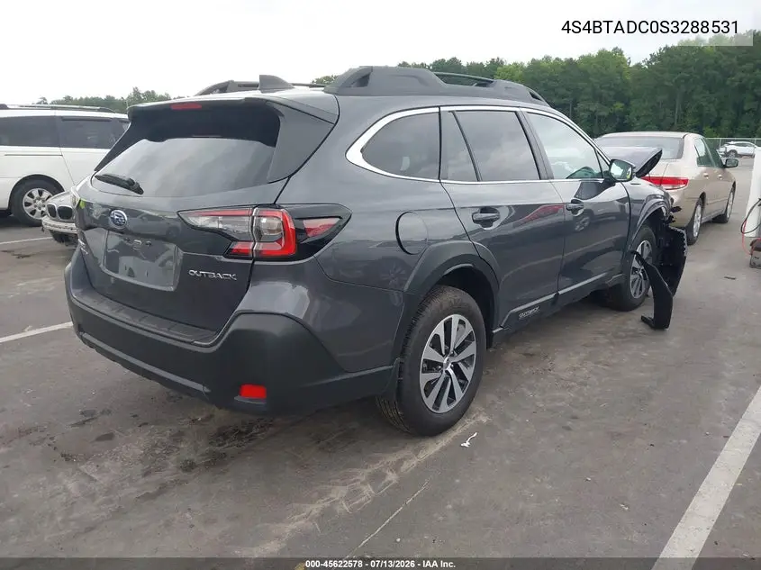 2025 Subaru Outback Premium VIN: 4S4BTADC0S3288531 Lot: 45622578