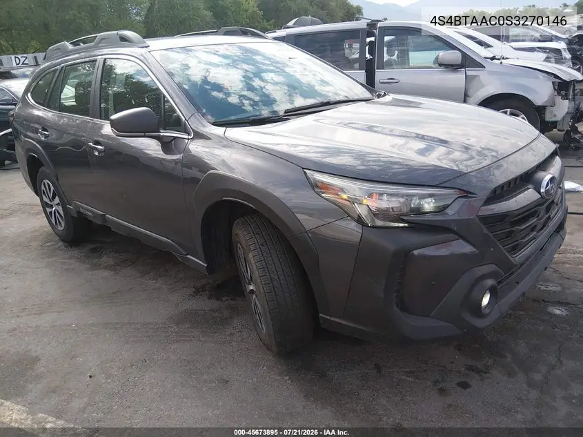 2025 Subaru Outback VIN: 4S4BTAAC0S3270146 Lot: 45673895