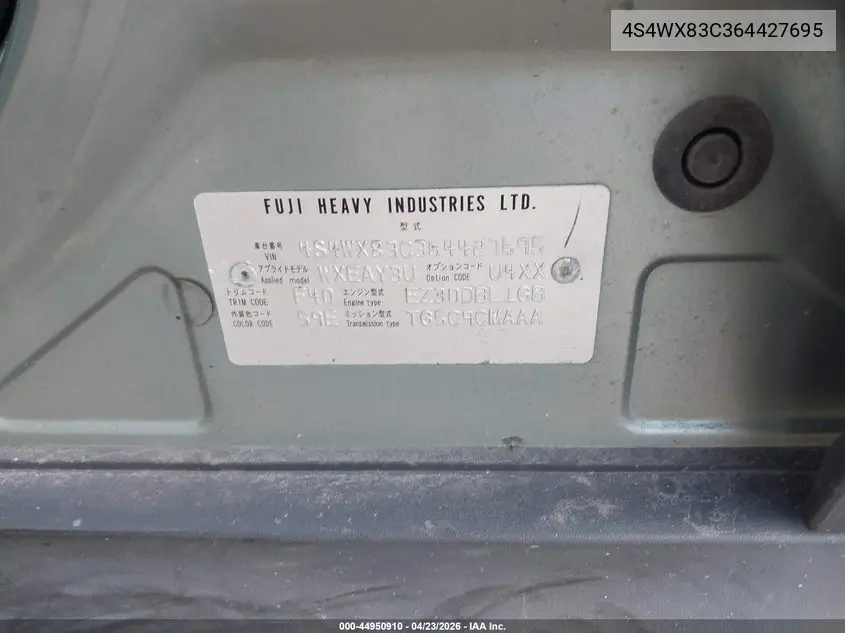 2006 Subaru B9 Tribeca Base 5-Passenger VIN: 4S4WX83C364427695 Lot: 44950910