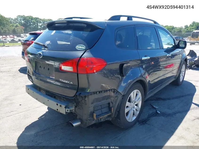 2009 Subaru Tribeca Limited 5-Passenger/Special Edition 5-Passenger VIN: 4S4WX92D594401314 Lot: 45094661