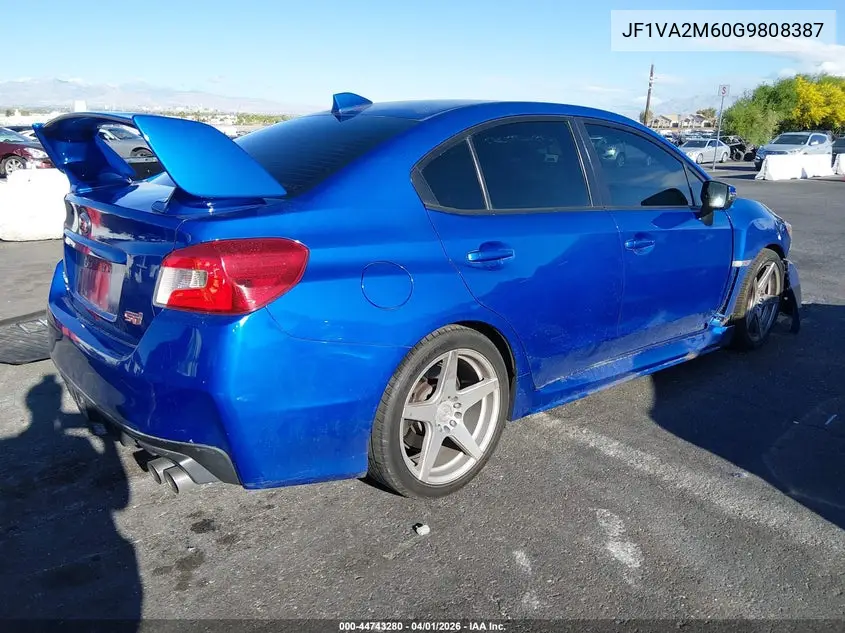 2016 Subaru Wrx Sti VIN: JF1VA2M60G9808387 Lot: 44743280