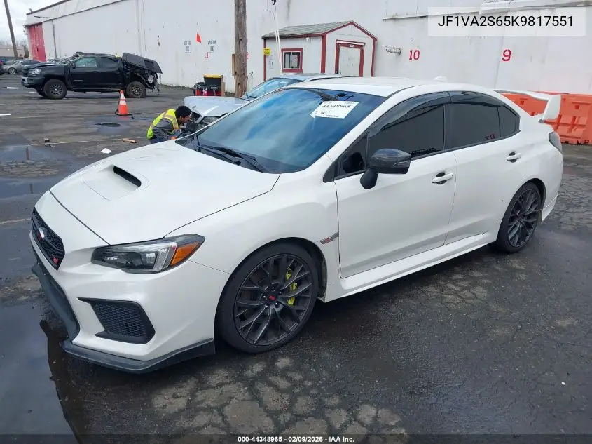 2019 Subaru Wrx Sti VIN: JF1VA2S65K9817551 Lot: 44348965
