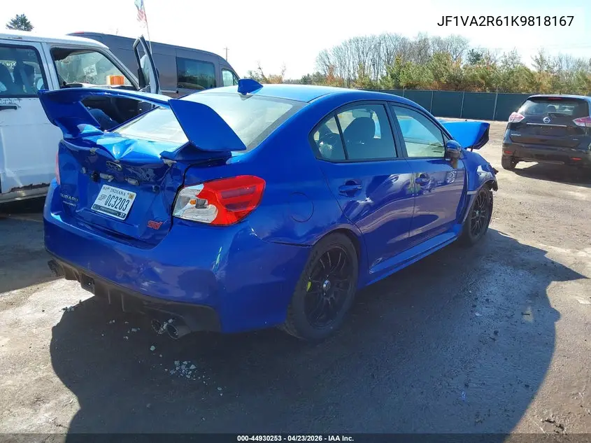 2019 Subaru Wrx Sti VIN: JF1VA2R61K9818167 Lot: 44930253