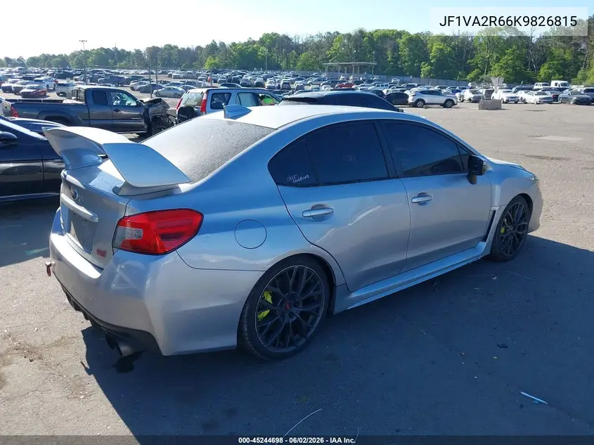 2019 Subaru Wrx Sti VIN: JF1VA2R66K9826815 Lot: 45244698