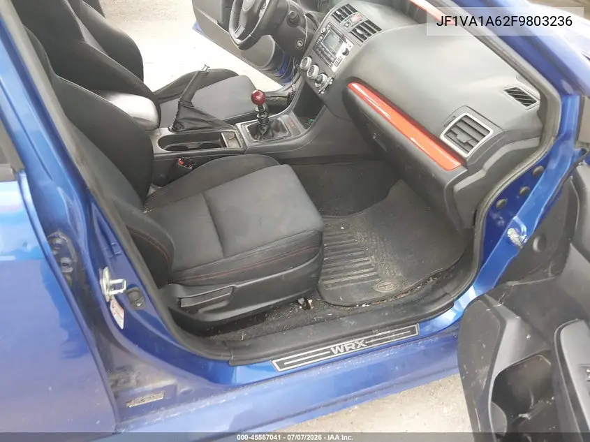 2015 Subaru Wrx VIN: JF1VA1A62F9803236 Lot: 45567041