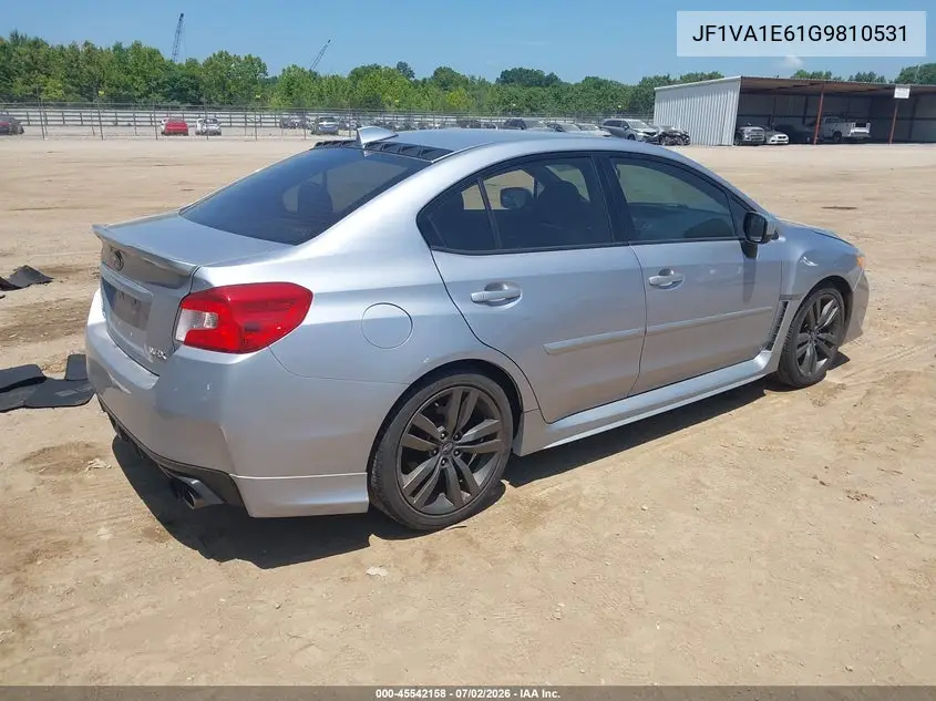 2016 Subaru Wrx Premium VIN: JF1VA1E61G9810531 Lot: 45542158