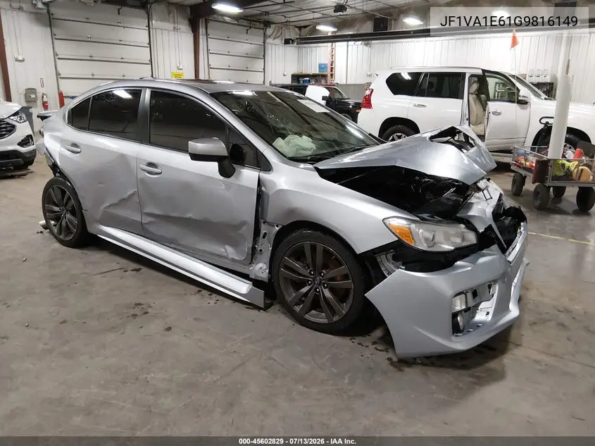 2016 Subaru Wrx Premium VIN: JF1VA1E61G9816149 Lot: 45602829