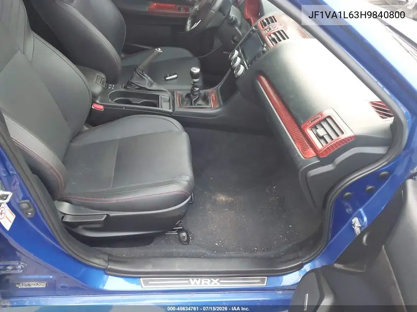 2017 Subaru Wrx Limited VIN: JF1VA1L63H9840800 Lot: 45634761