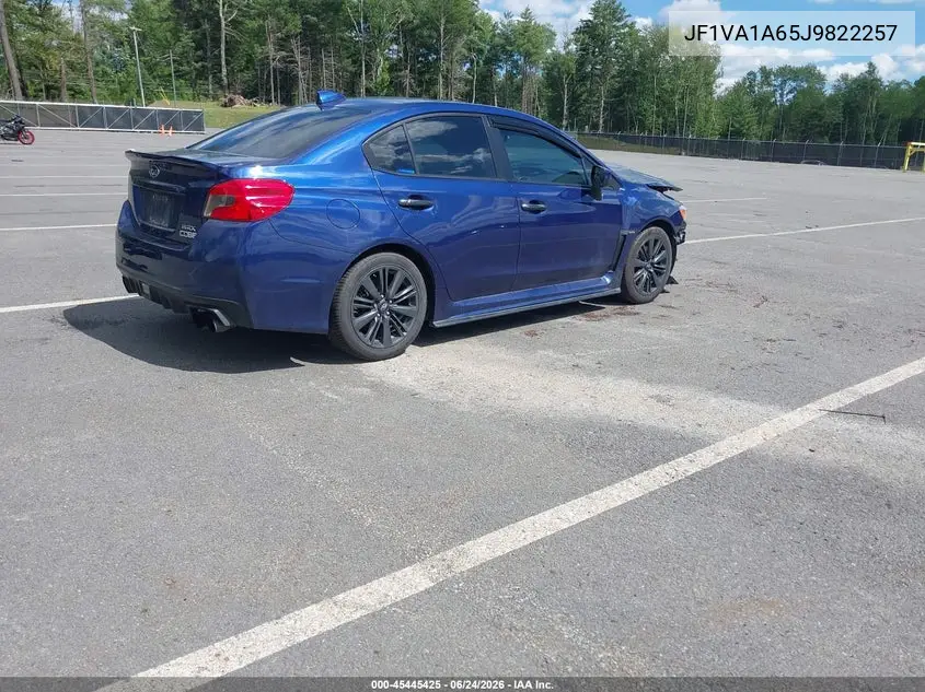 2018 Subaru Wrx VIN: JF1VA1A65J9822257 Lot: 45445425