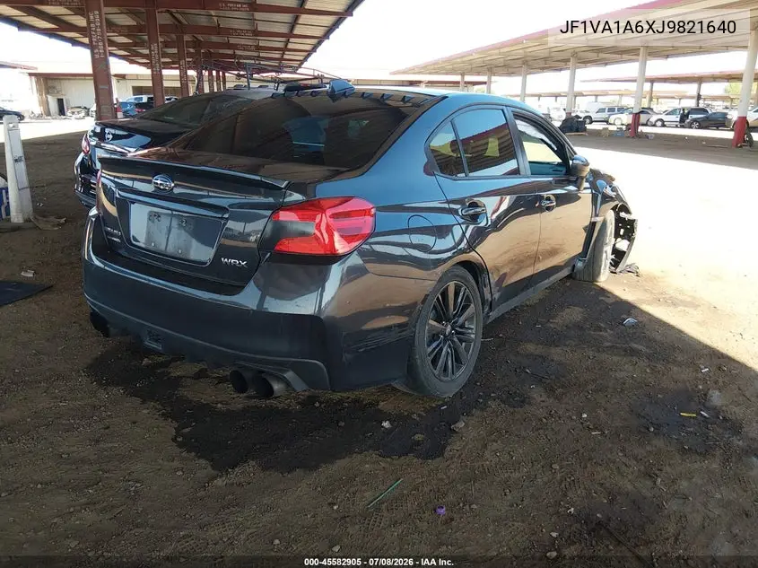2018 Subaru Wrx VIN: JF1VA1A6XJ9821640 Lot: 45582905