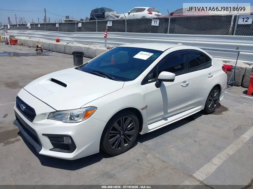 2018 Subaru Wrx VIN: JF1VA1A66J9818699 Lot: 45614528