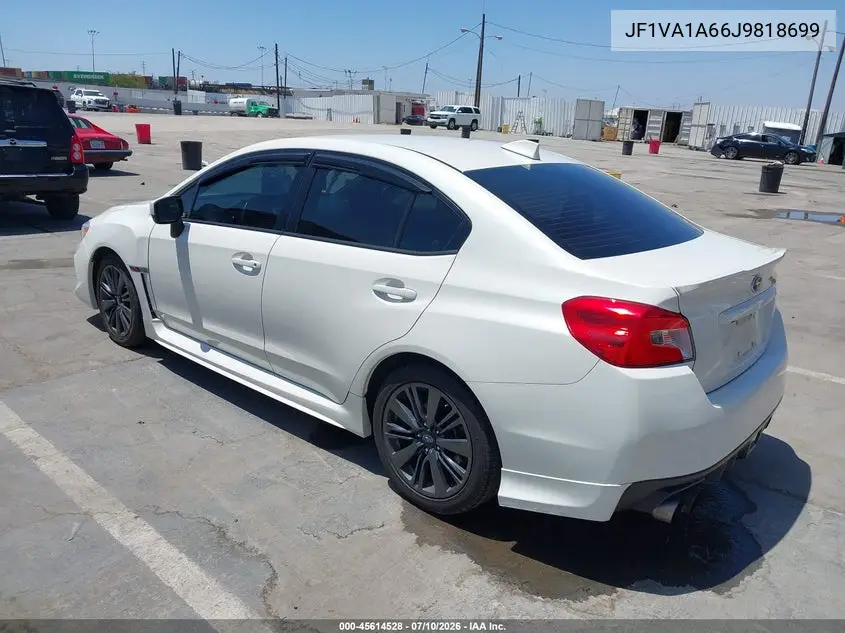 2018 Subaru Wrx VIN: JF1VA1A66J9818699 Lot: 45614528