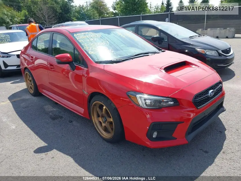 2019 Subaru Wrx VIN: JF1VA1P60K8812217 Lot: 12644531