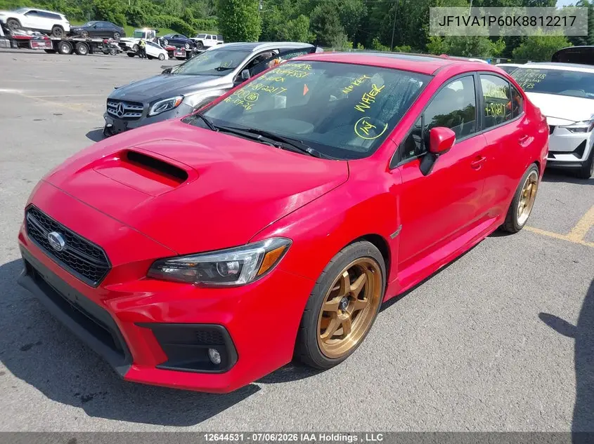 2019 Subaru Wrx VIN: JF1VA1P60K8812217 Lot: 12644531