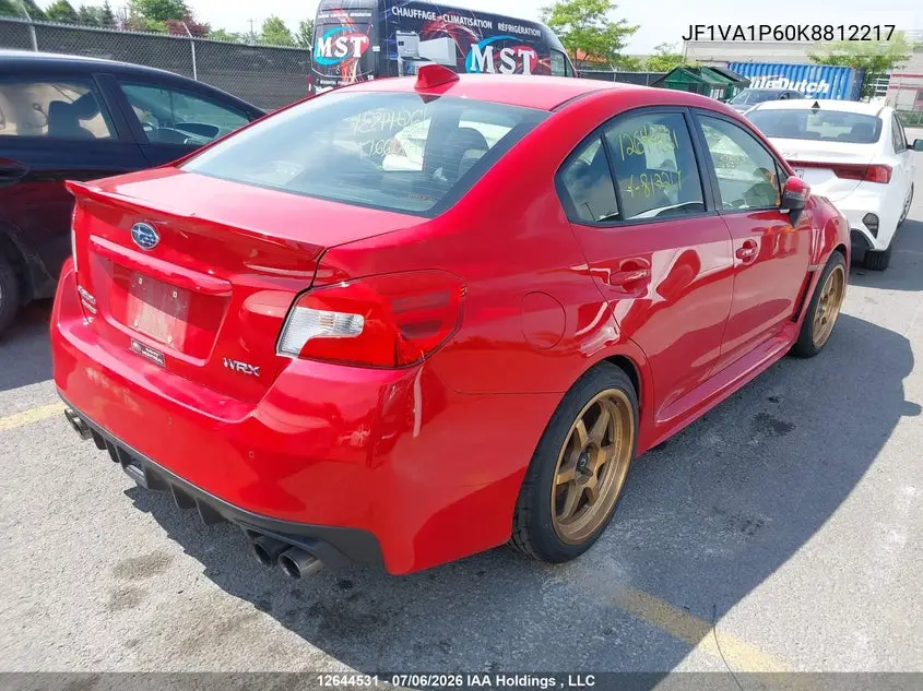 2019 Subaru Wrx VIN: JF1VA1P60K8812217 Lot: 12644531