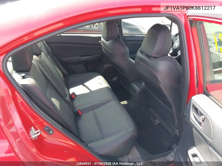 2019 Subaru Wrx VIN: JF1VA1P60K8812217 Lot: 12644531
