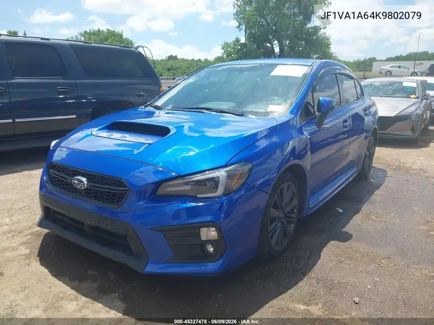 2019 Subaru Wrx VIN: JF1VA1A64K9802079 Lot: 45327478