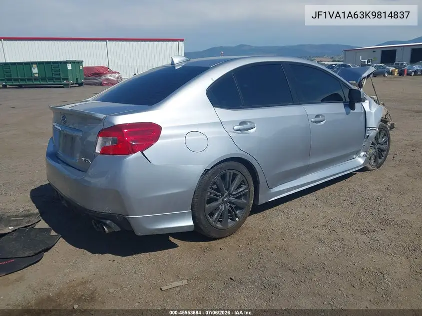 2019 Subaru Wrx VIN: JF1VA1A63K9814837 Lot: 45553684