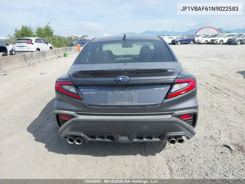 2022 Subaru Wrx Premium VIN: JF1VBAF61N9022583 Lot: 12635292