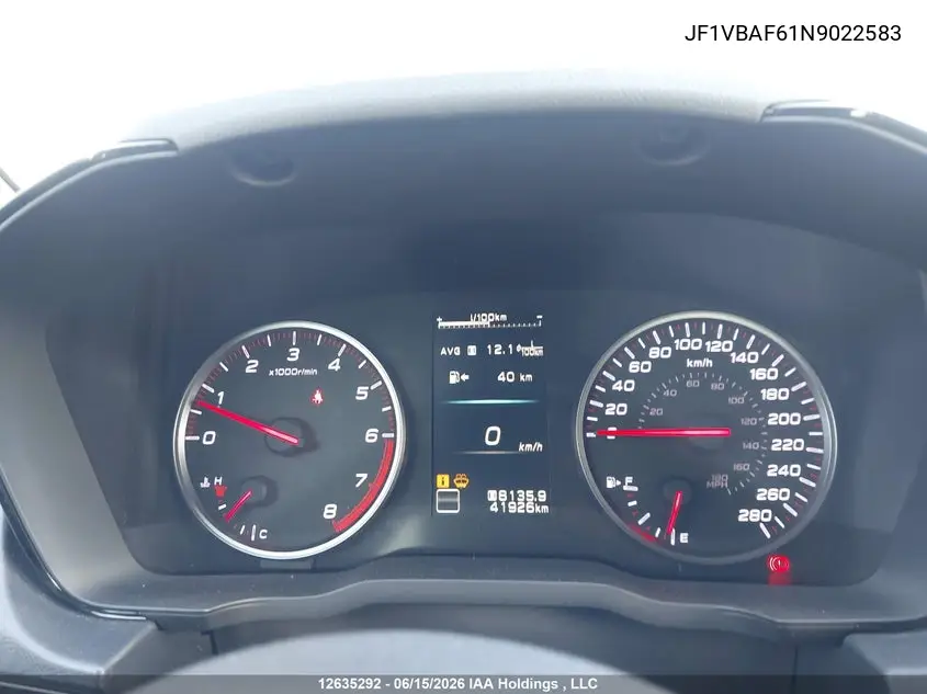2022 Subaru Wrx Premium VIN: JF1VBAF61N9022583 Lot: 12635292