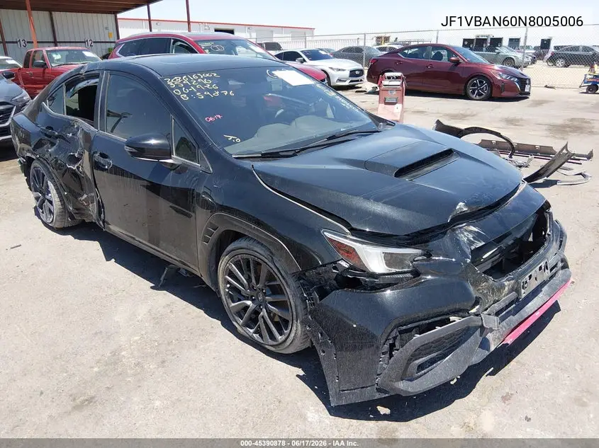2022 Subaru Wrx Limited VIN: JF1VBAN60N8005006 Lot: 45390878