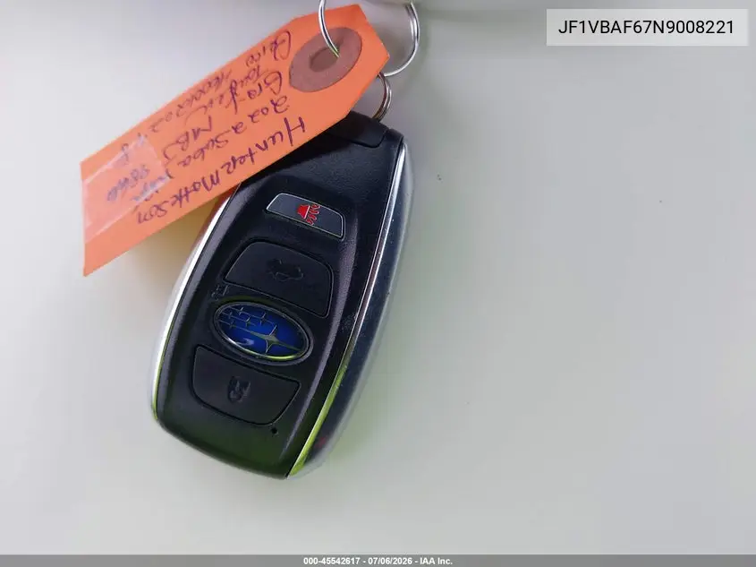2022 Subaru Wrx Premium VIN: JF1VBAF67N9008221 Lot: 45542617