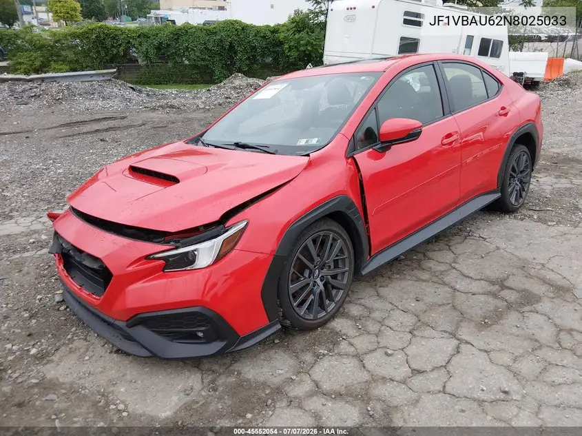 2022 Subaru Wrx Gt VIN: JF1VBAU62N8025033 Lot: 45552054
