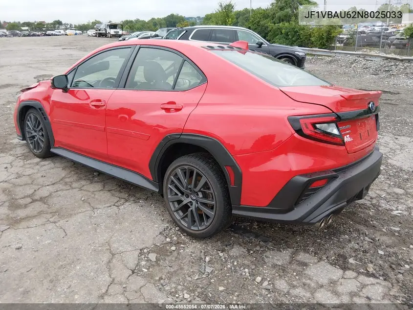 2022 Subaru Wrx Gt VIN: JF1VBAU62N8025033 Lot: 45552054