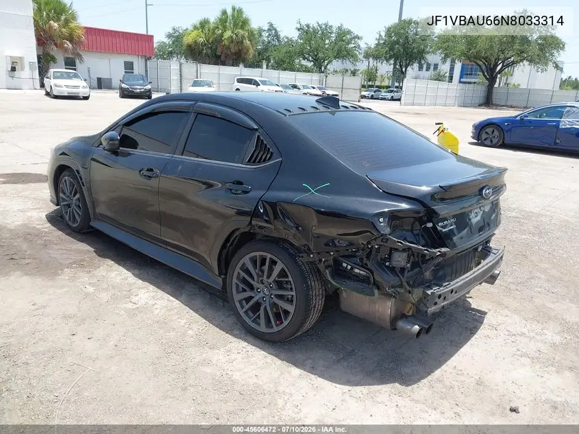 2022 Subaru Wrx Gt VIN: JF1VBAU66N8033314 Lot: 45606472