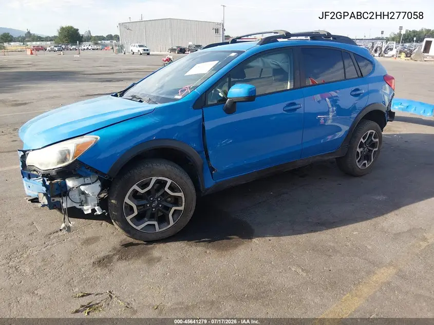 2017 Subaru Crosstrek 2.0I Premium VIN: JF2GPABC2HH277058 Lot: 45641279
