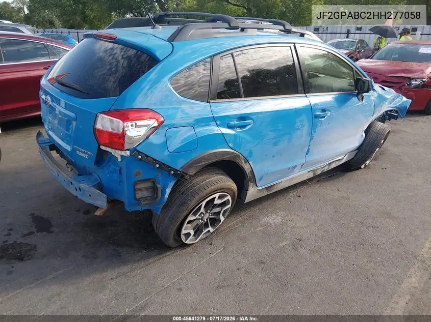 2017 Subaru Crosstrek 2.0I Premium VIN: JF2GPABC2HH277058 Lot: 45641279
