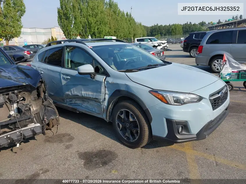 2018 Subaru Crosstrek Premium VIN: JF2GTAEC6JH325352 Lot: 40077733