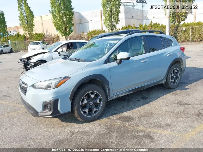 2018 Subaru Crosstrek Premium VIN: JF2GTAEC6JH325352 Lot: 40077733