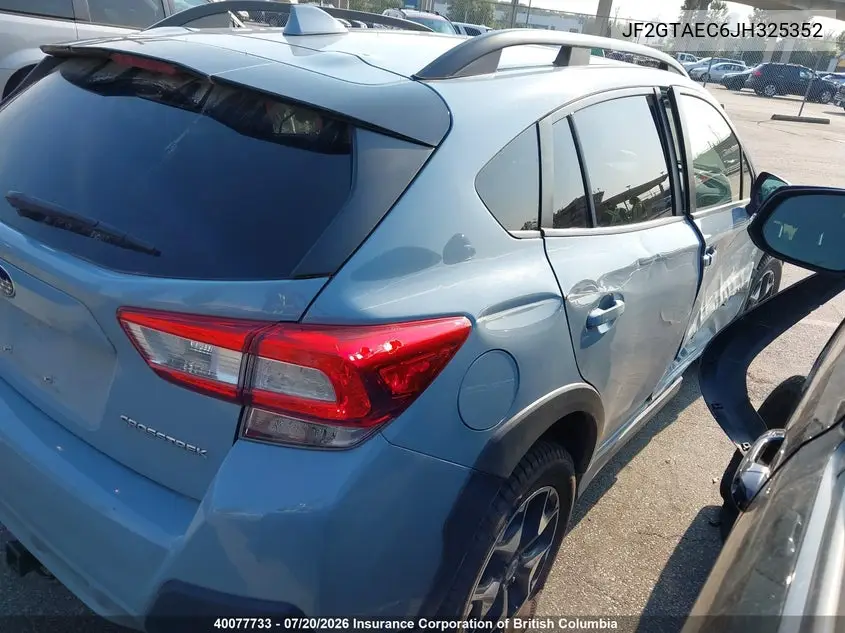 2018 Subaru Crosstrek Premium VIN: JF2GTAEC6JH325352 Lot: 40077733