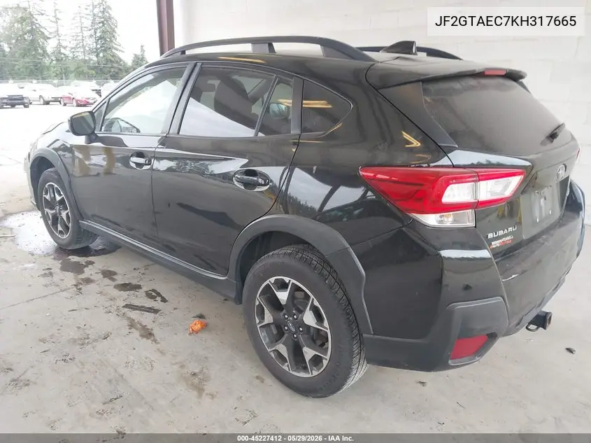 2019 Subaru Crosstrek 2.0I Premium VIN: JF2GTAEC7KH317665 Lot: 45227412