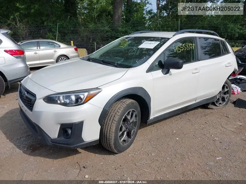 2019 Subaru Crosstrek 2.0I VIN: JF2GTAAC0KH205022 Lot: 45558337