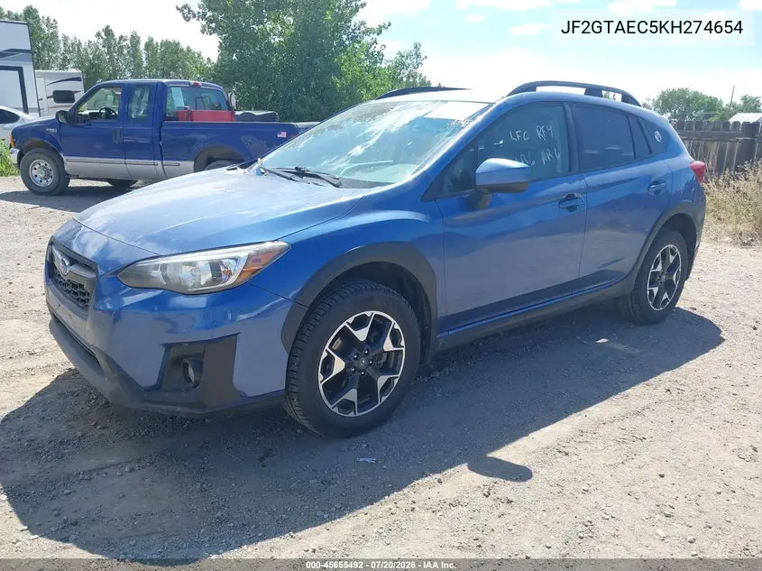 2019 Subaru Crosstrek 2.0I Premium VIN: JF2GTAEC5KH274654 Lot: 45655492