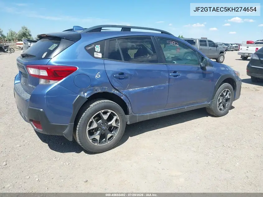 2019 Subaru Crosstrek 2.0I Premium VIN: JF2GTAEC5KH274654 Lot: 45655492