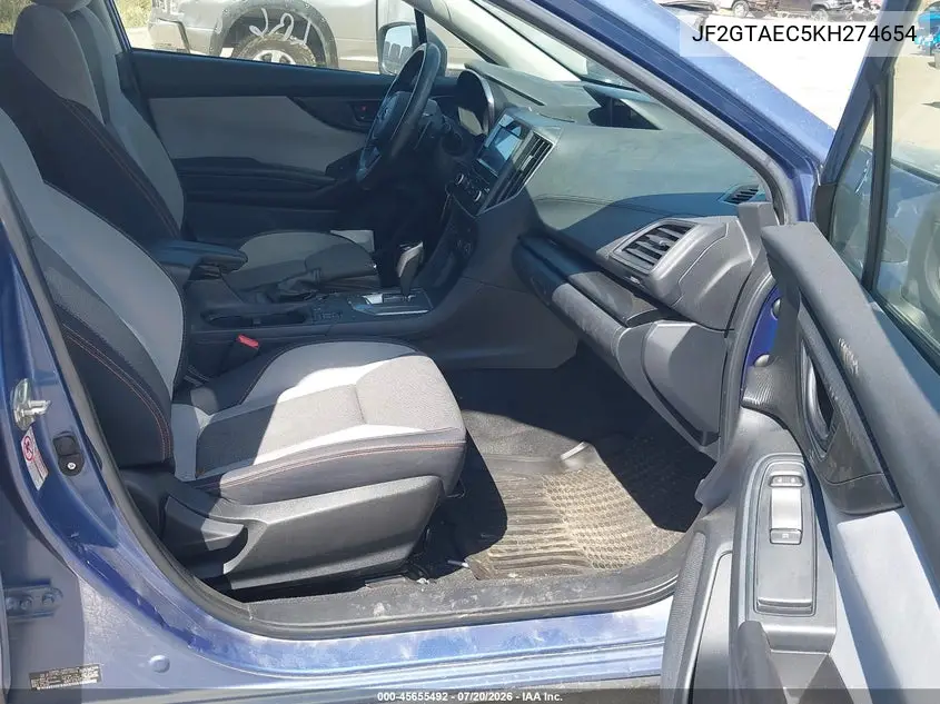 2019 Subaru Crosstrek 2.0I Premium VIN: JF2GTAEC5KH274654 Lot: 45655492