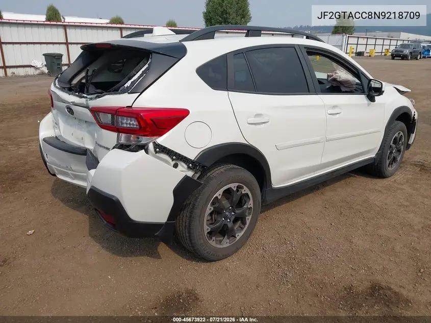 2022 Subaru Crosstrek Premium VIN: JF2GTACC8N9218709 Lot: 45673922