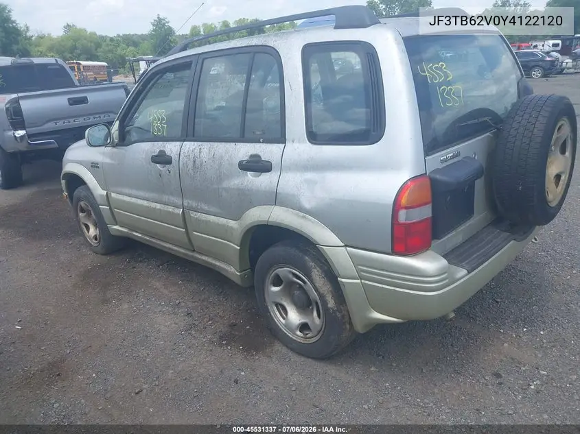 2000 Suzuki Vitara VIN: JF3TD62V0Y4122120 Lot: 45531337