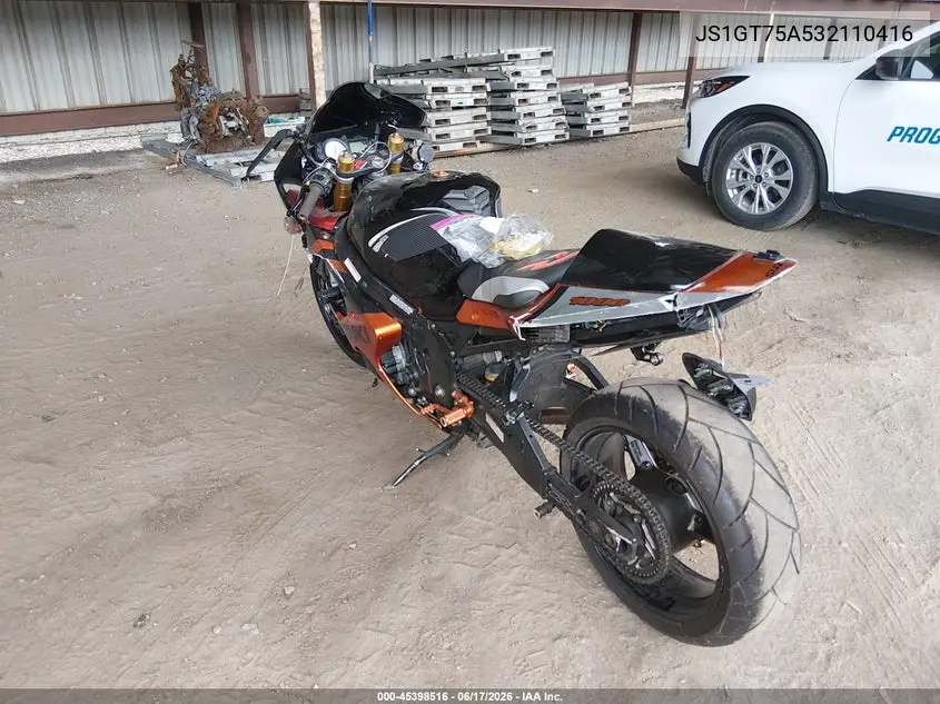 2003 Suzuki Gsx-R1000 VIN: JS1GT75A532110416 Lot: 45398516