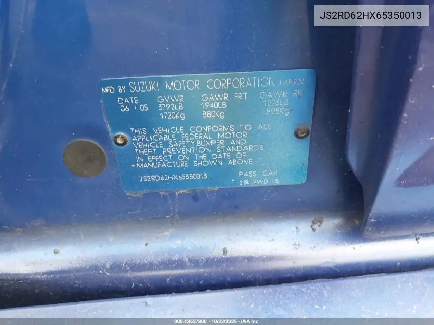 JS2RD62HX65350013 2006 Suzuki Aerio Sx Premium