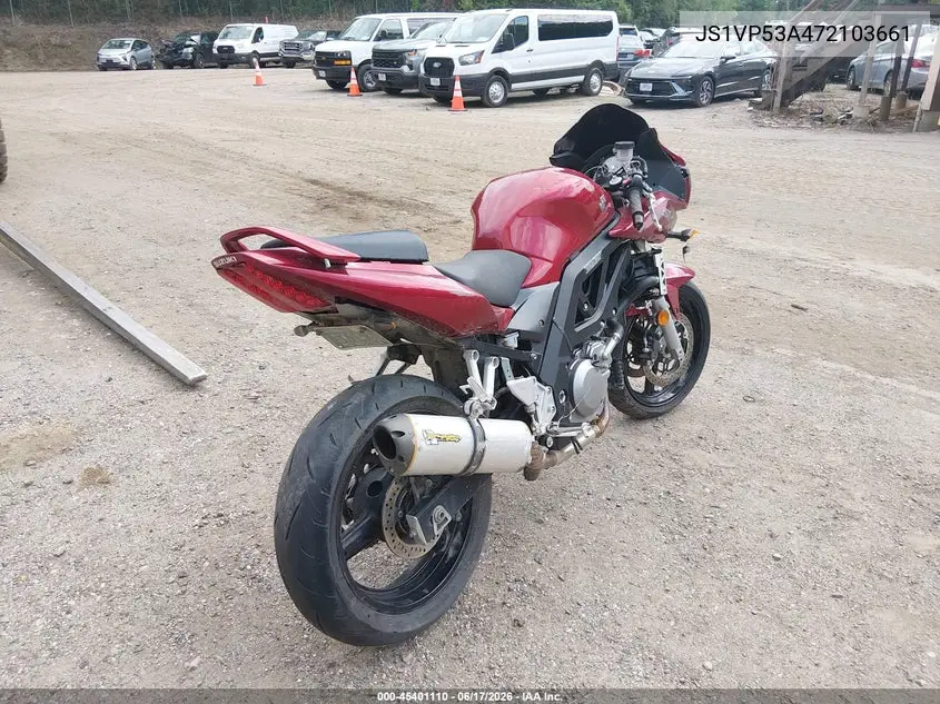 2007 Suzuki Sv650 VIN: JS1VP53A472103661 Lot: 45401110