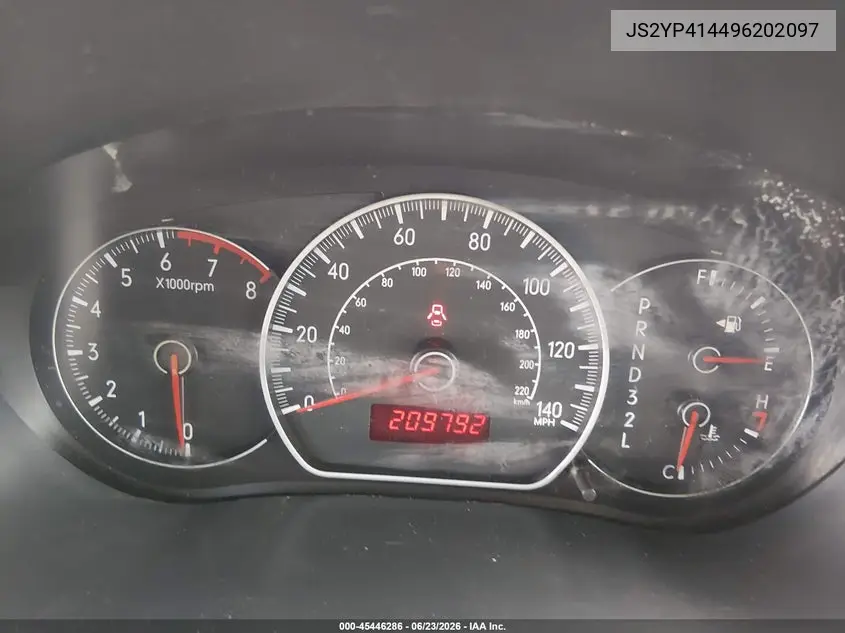 2009 Suzuki Sx4 Sport/Sport Technology VIN: JS2YC414496202097 Lot: 45446286