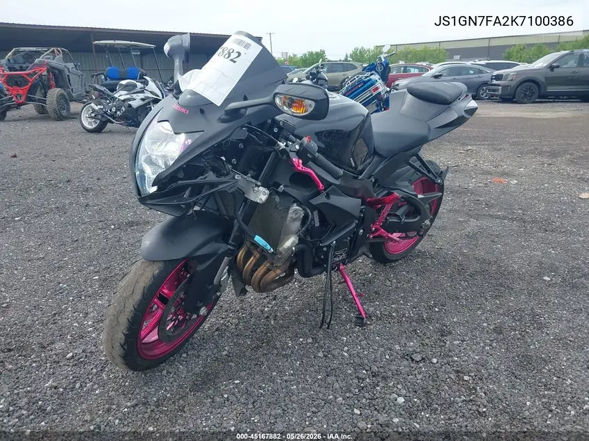2019 Suzuki Gsx-R600 VIN: JS1GN7FA2K7100386 Lot: 45167882