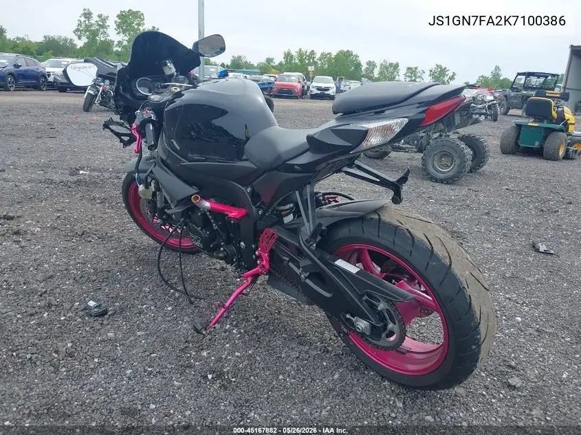 2019 Suzuki Gsx-R600 VIN: JS1GN7FA2K7100386 Lot: 45167882