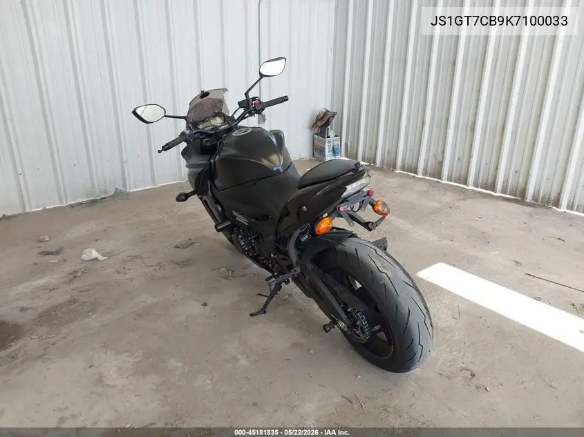2019 Suzuki Gsx-S1000F A VIN: JS1GT7CB9K7100033 Lot: 45181835