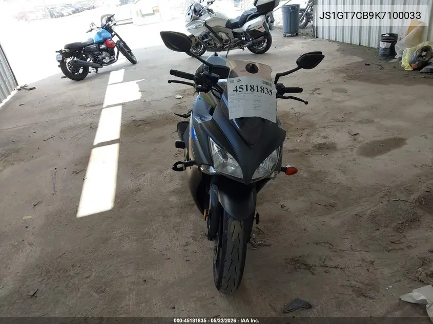 2019 Suzuki Gsx-S1000F A VIN: JS1GT7CB9K7100033 Lot: 45181835