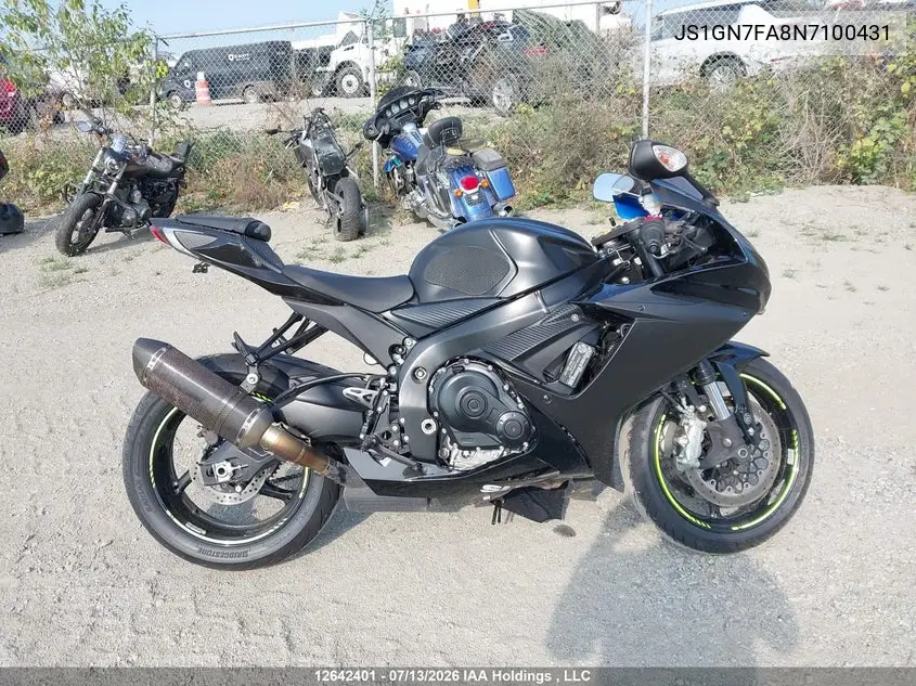 2022 Suzuki Gsx-R600 VIN: JS1GN7FA8N7100431 Lot: 12642401